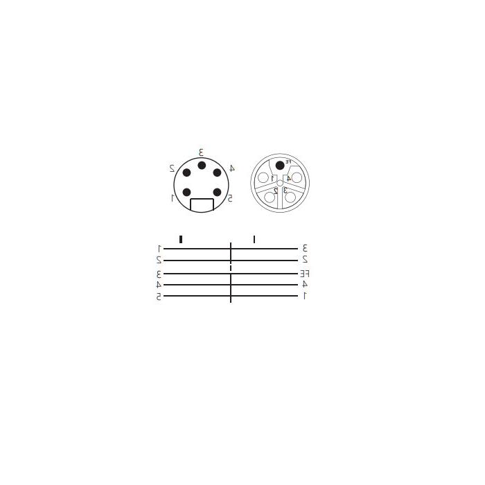 M12 5Pin 母头90°L-coded转7/8"5Pin 公头直型A-coded、双端预铸PVC非柔性电缆、黄色护套、64L883-XXX